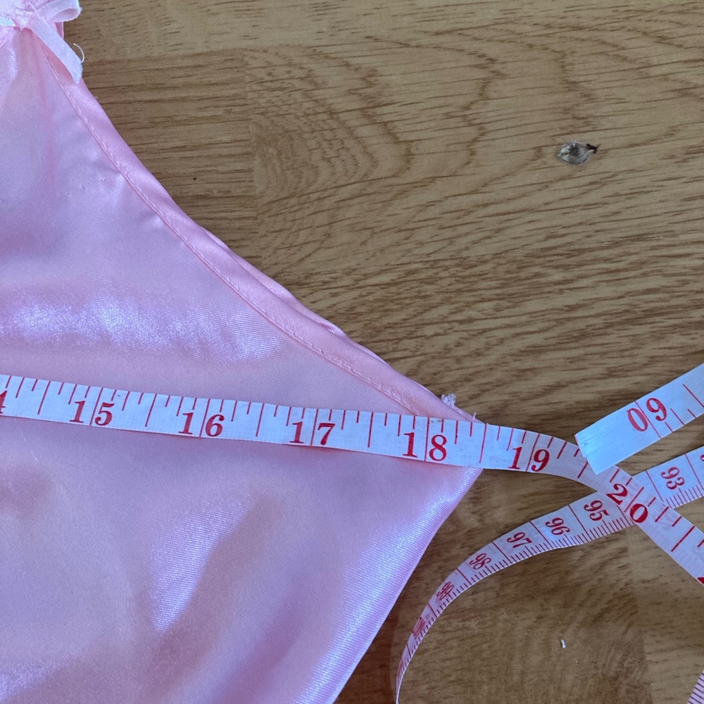 VTG Michael P. Pink Satin Slip Nightgown with Floral Accent - Picture 6 of 6